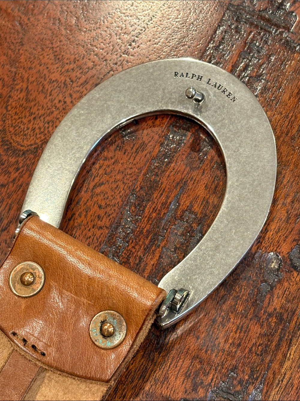 Vintage Ralph Lauren Equestrian Western Wide Leather Horseshoe Buckle Belt Small - Picture 16 of 16